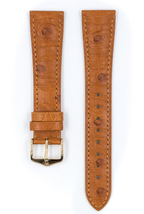 Massai Ostrich Hirsch watch strap Golden Brown
