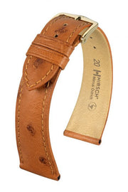 Massai Ostrich Hirsch watch strap Golden Brown
