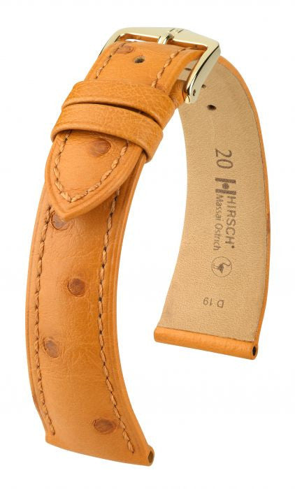 Massai Ostrich Hirsch watch strap Honey