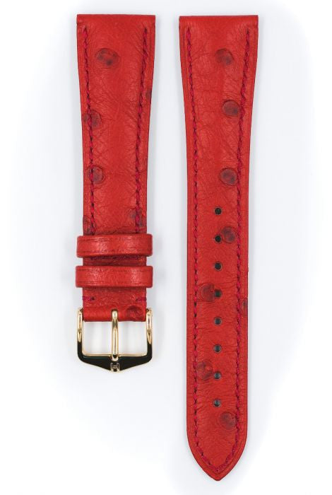Massai Ostrich Hirsch watch strap Red
