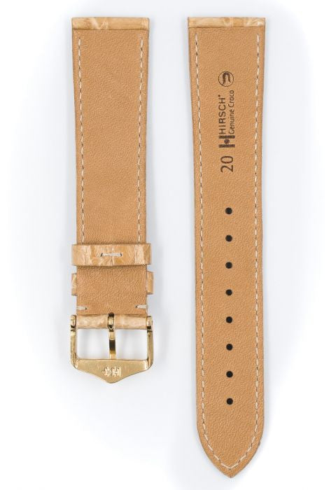 Genuine Croco Hirsch Watch Strap Beige