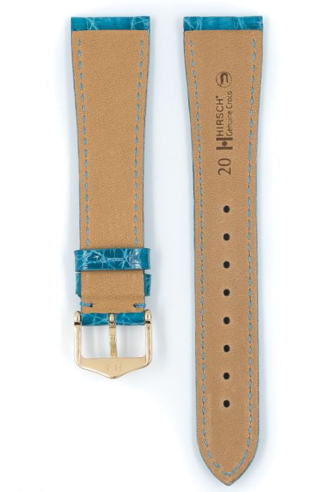 Genuine Croco Hirsch Watch Strap Blue