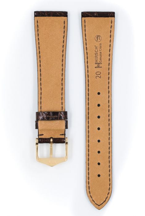 Genuine Croco Hirsch Watch Strap Brown