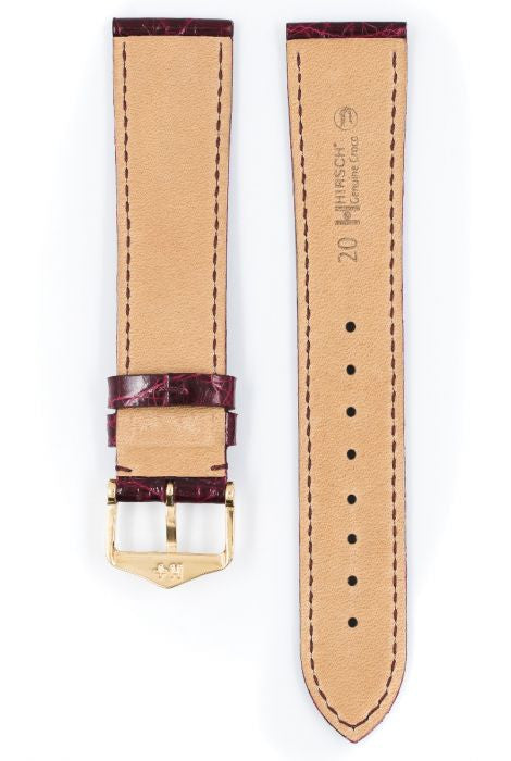 Genuine Croco Hirsch Watch Strap Burgundy