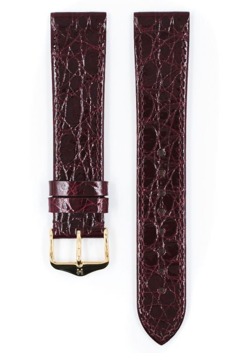 Genuine Croco Hirsch Watch Strap Burgundy