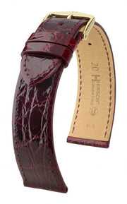 Genuine Croco Hirsch Watch Strap Burgundy