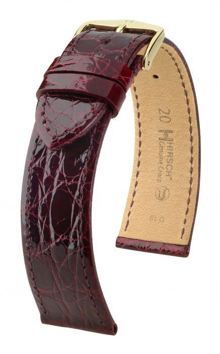 Genuine Croco Hirsch Watch Strap Burgundy