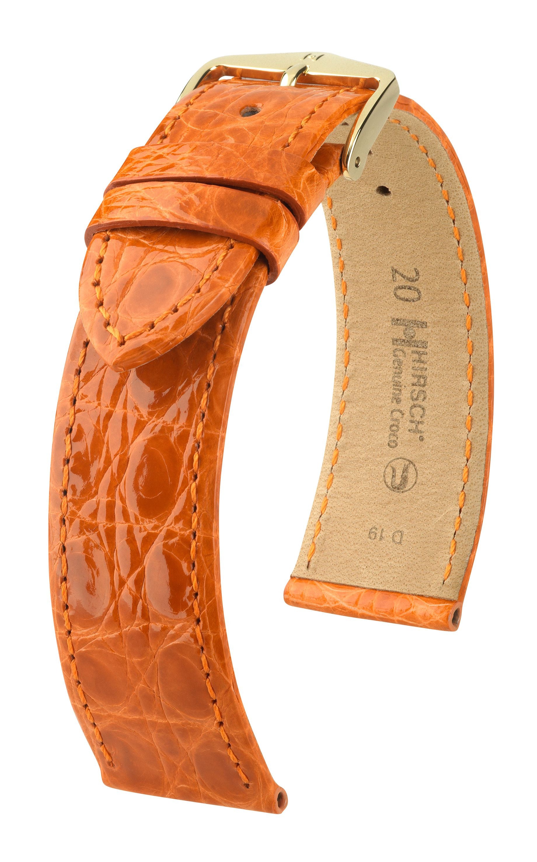 Genuine Croco Hirsch Watch Strap Orange