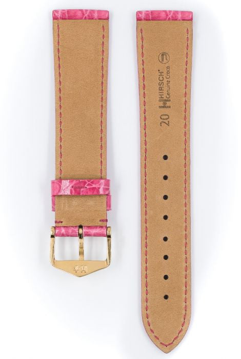 Genuine Croco Hirsch Watch Strap Pink