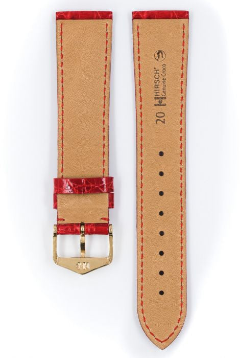 Genuine Croco Hirsch Watch Strap Red