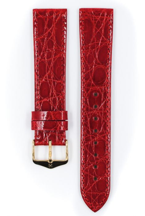 Genuine Croco Hirsch Watch Strap Red