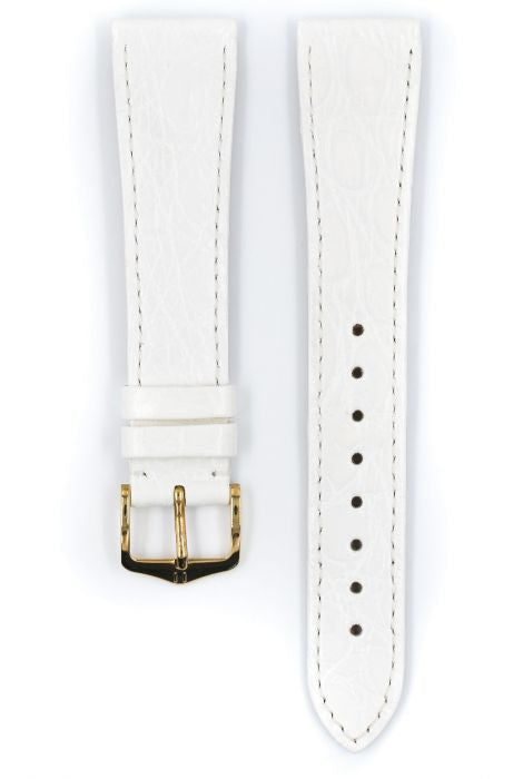 Genuine Croco Hirsch Watch Strap White