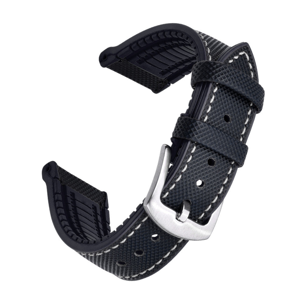 KronoKeeper Jules Rubber Strap - Black/Black/White