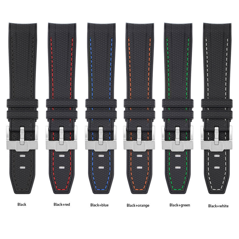 Bracelet caoutchouc texturé pour Omega MoonSwatch - -  noir/ blanc