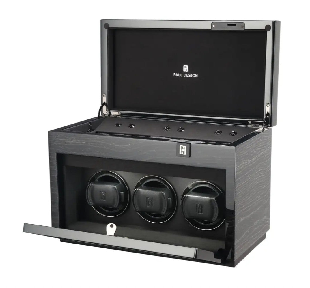 Paul Design - Modèle Gentleman 3+5 remontoir plus compartiment pour 5 montres.