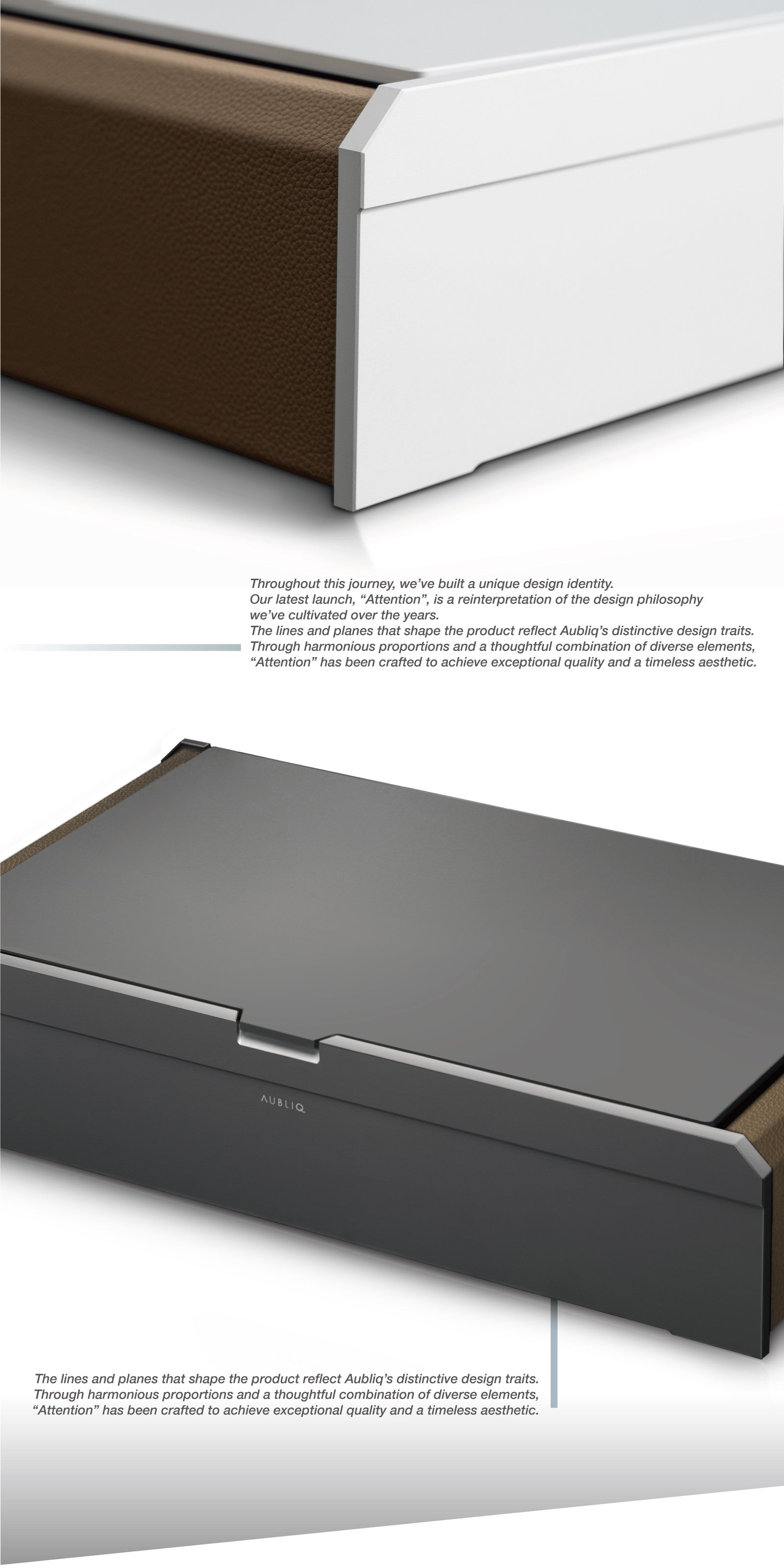 Aubliq 10 or 12 watch box in Dark Grey aluminium and calf leather