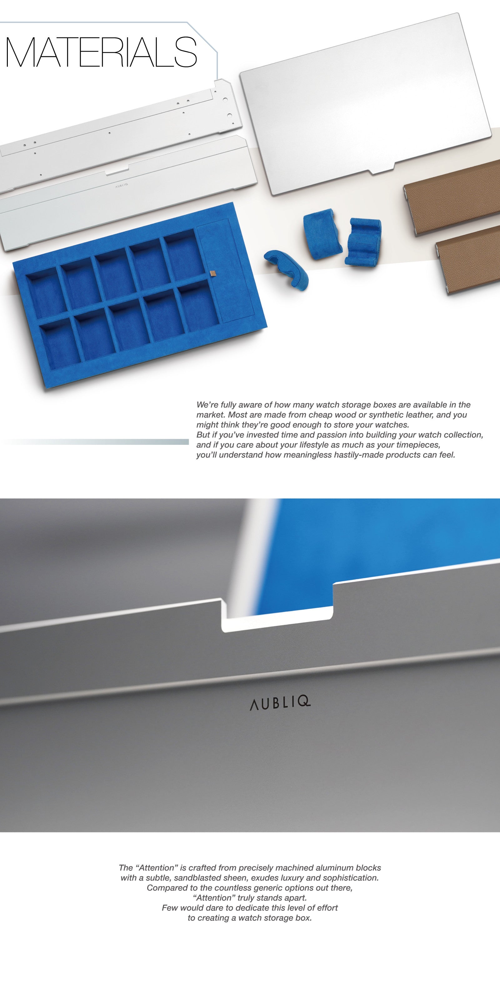 Coffret montres Aubliq 10/12 en aluminium et cuir