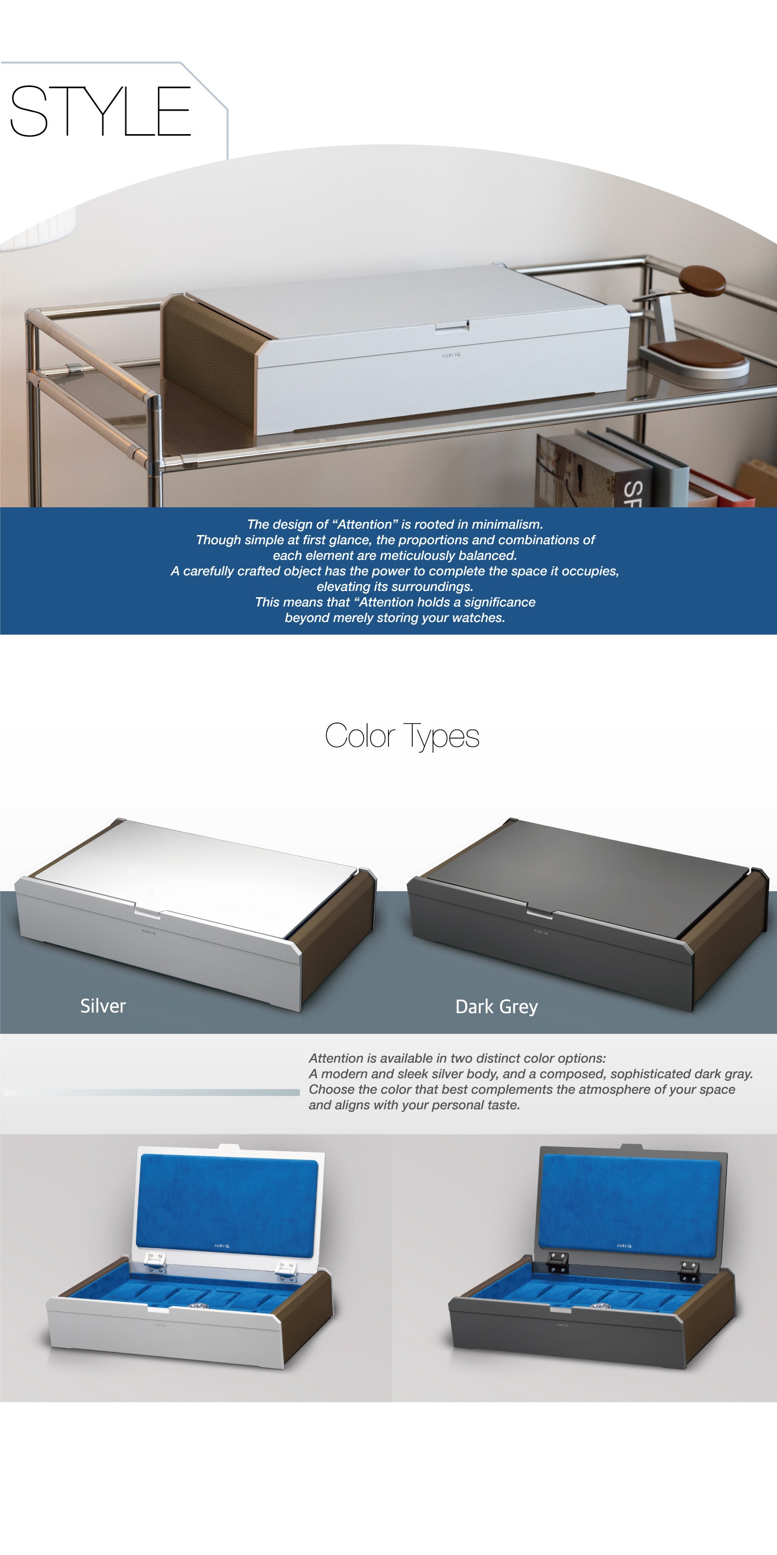 Coffret montres Aubliq 10/12 en aluminium et cuir