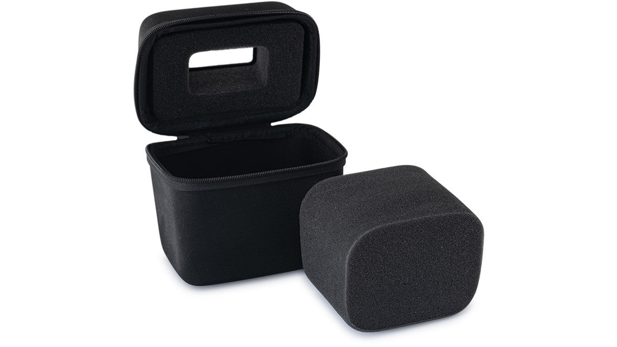 Watch Box hard case with viewing window, textile cover, matt shiny, black