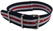 Bracelet nylon NATO Bleu/Blanc/Rouge
