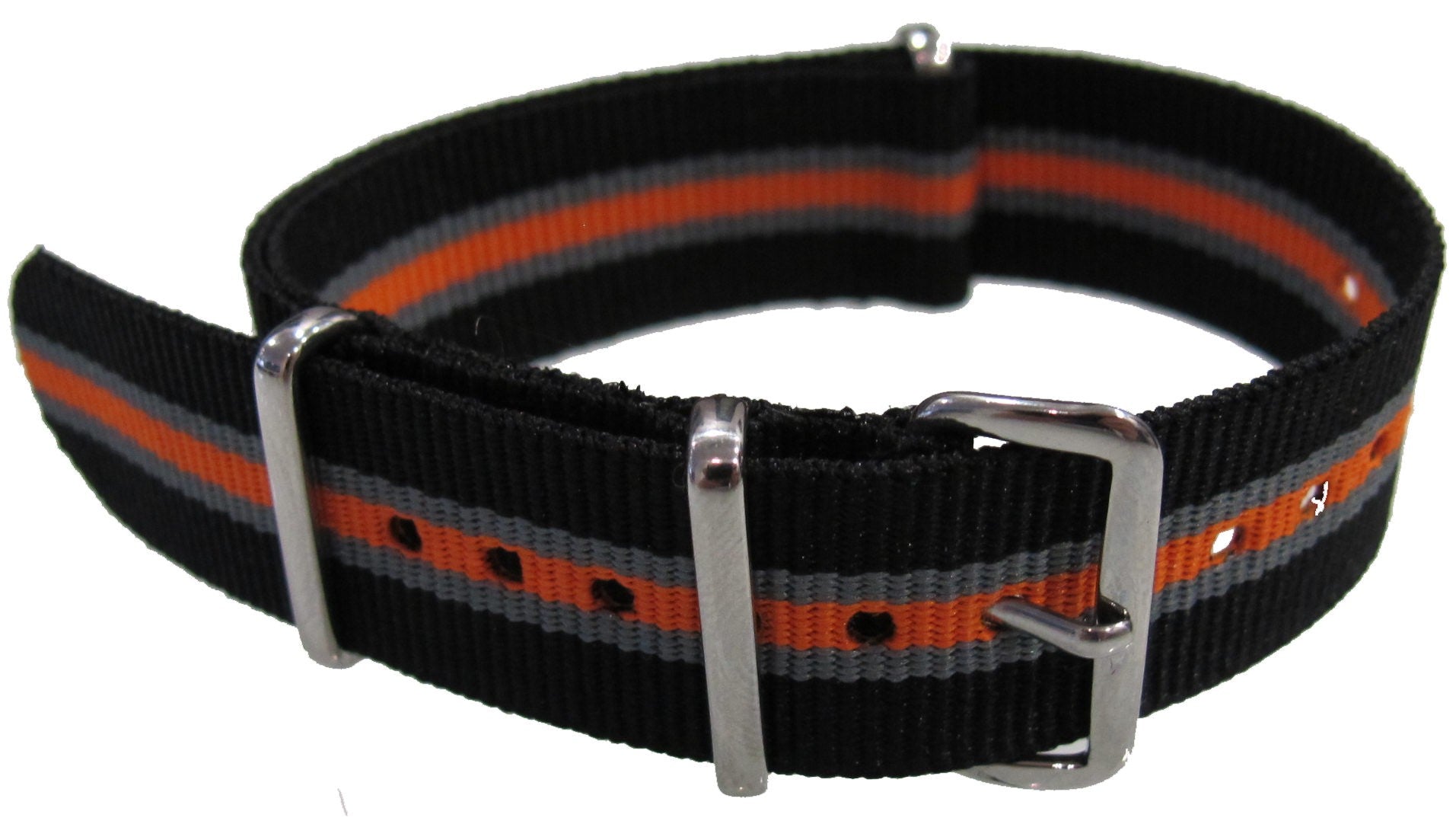 Bracelet nylon NATO Noir/Gris/Orange
