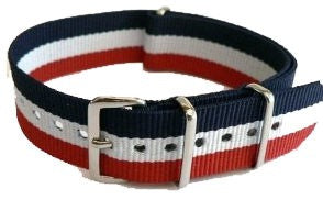 Bracelet nylon NATO Bleu/Blanc/Rouge