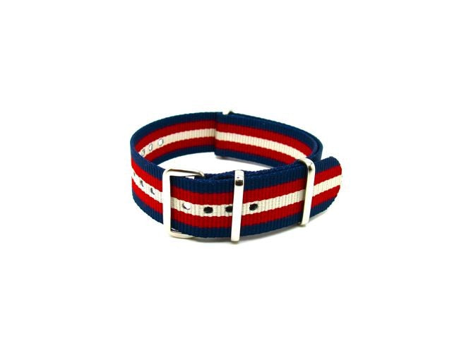 Bracelet nylon NATO bleu/rouge/sable