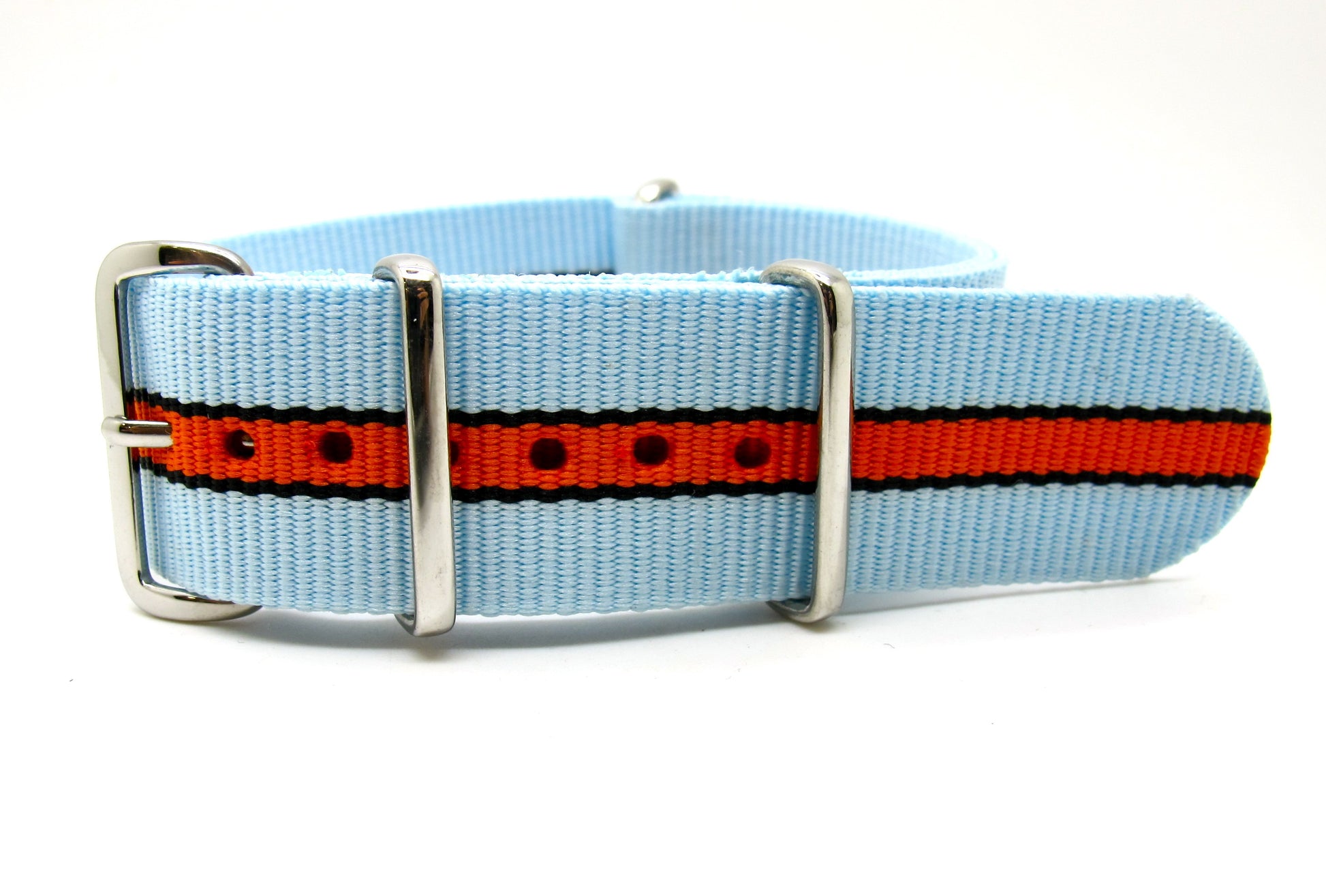 Bracelet NATO nylon blanc/noir/orange